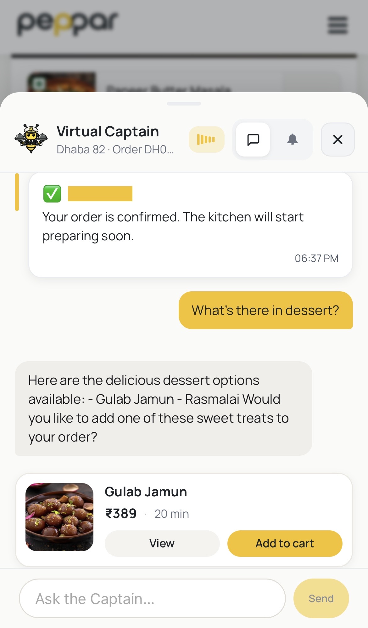 Peppy AI chat interface